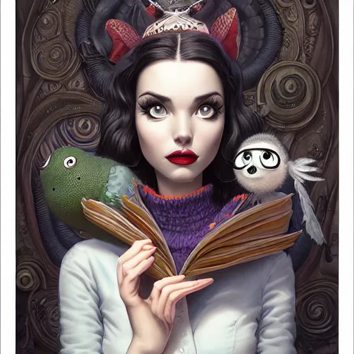 Image similar to Lofi portrait, Pixar style by Joe Fenton and Stanley Artgerm and Tom Bagshaw and Tim Burton, wink