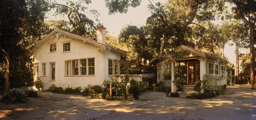 Image similar to small house designed by julia morgan. fujinon premista 1 9 - 4 5 mm t 2. 9. portra 8 0 0.