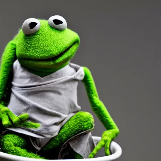 Image similar to photo of hybrid of kermit the frog and yoda