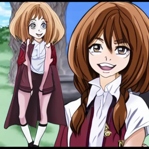 Image similar to emma stone as hermione granger as an anime