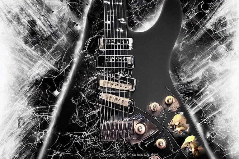 Prompt: evil rock concert, electric guitar, dark night, moon, highly detailed digital art, photorealistic