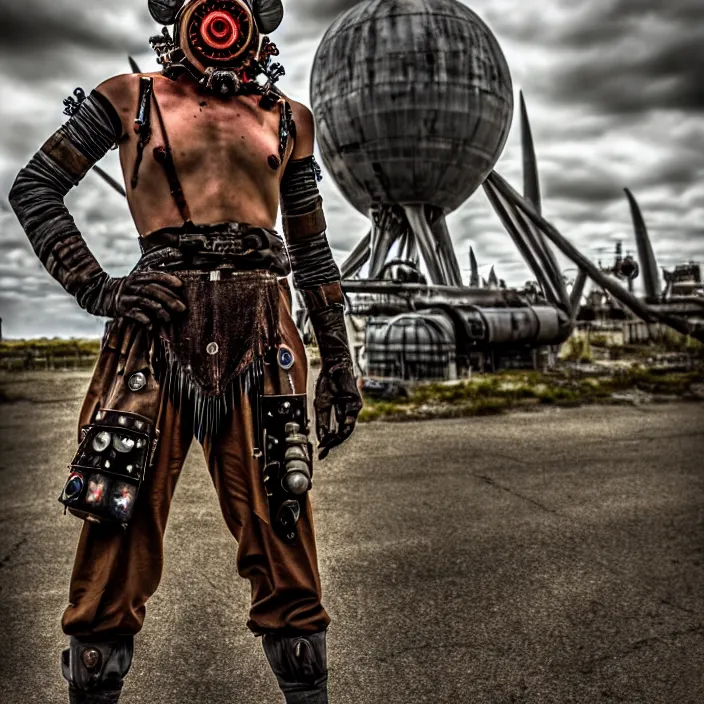 Image similar to full length photo of a real - life beautiful atompunk warrior, 8 k, hdr, smooth, sharp focus, high resolution, award - winning photo