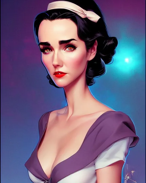 Image similar to a pin up and beautiful fashion charming dreamlke jennifer connelly, symmetrical face, symmetrical eyes, character art, art by artgerm lau and wlop and and ilya kuvshinov and john singer sargent, joshua middleton comic art