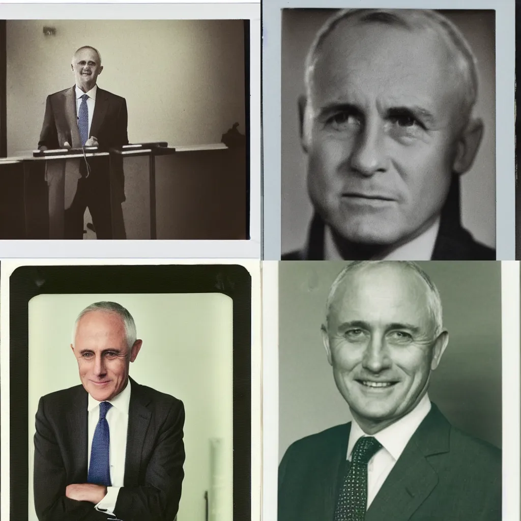 Prompt: Malcolm Turnbull the Australian politician, polaroid photo