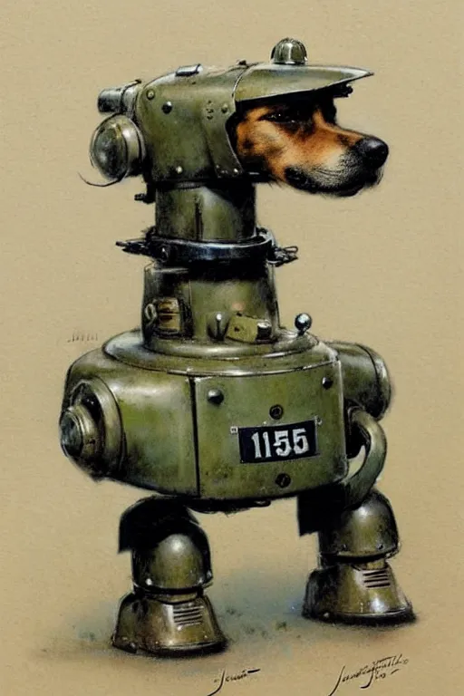 Image similar to (((((1950s retro military robot guard dog . muted colors.))))) by Jean-Baptiste Monge !!!!!!!!!!!!!!!!!!!!!!!!!!!