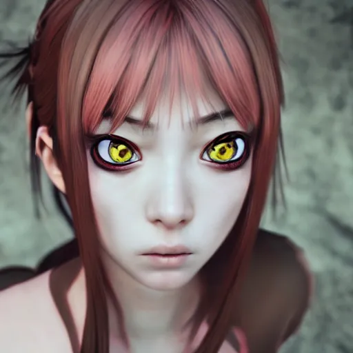 Prompt: photorealistic portrait of angry anime girl, inspired by Tim Burton, detailed, unreal engine 4k