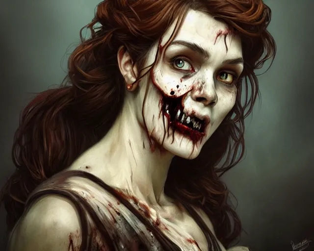 Prompt: formal portrait of a zombie. they are an animal trainer, and would like to be portrayed crouching in an attic room, deep focus, d & d, fantasy, intricate, elegant, highly detailed, digital painting, artstation, concept art, matte, sharp focus, illustration, hearthstone, art by artgerm and greg rutkowski and alphonse mucha