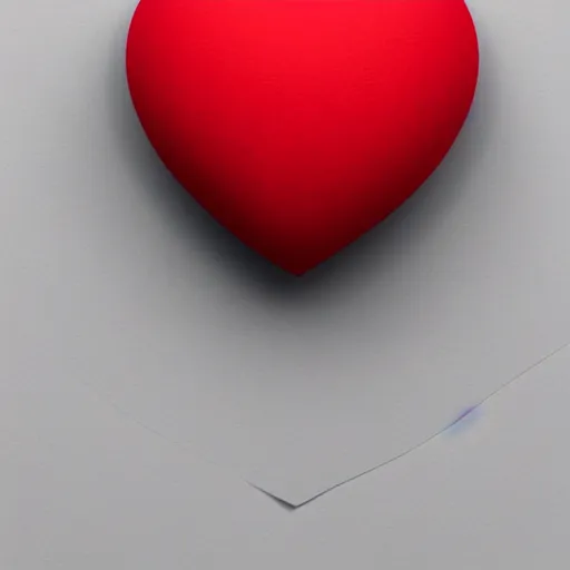 Image similar to 3d render of a badly formed red putty heart shape in the middle of a gray sheet of paper