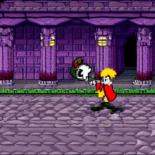 Image similar to a still of tombstone, 1 9 9 7 mystical ninja starring goemon graphics nintendo 6 4 visuals aesthetic