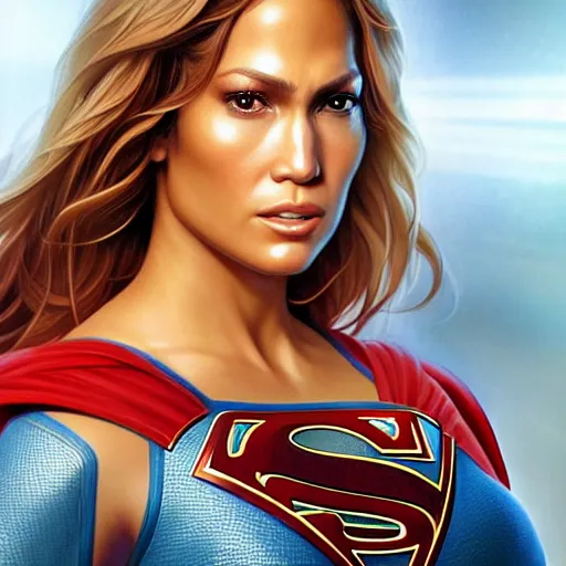 Prompt: full figure ultra realistic illustration, jennifer lopez as supergirl, intricate, elegant, highly detailed, digital painting, artstation, concept art, smooth, sharp focus, illustration, art by artgerm and greg rutkowski and alphonse mucha