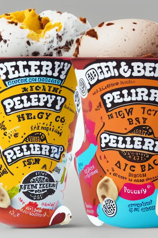 Prompt: ben and jerry's pelmeni flavoured ice cream, product photography, highly detailed packaging