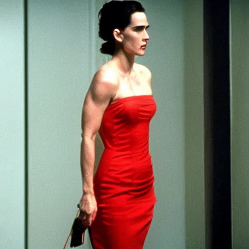 Image similar to Jennifer Connelly with a red dress in American Psycho (1999)