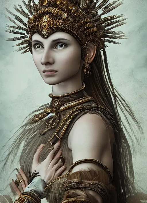 Image similar to marana : marzanna : mara : slavic goddess with six arms, detailed, cinematic, 4 k, intricate, rule of thirds