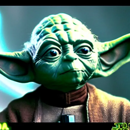 Image similar to yoda in a star trek movie, realistic details, movie shot, 8k