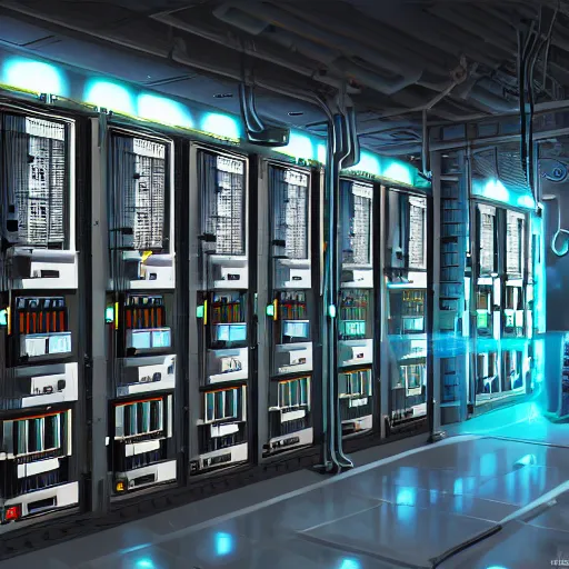 Image similar to highly detailed datacenter switchgear, protective relays, molded case circuit breakers, concept art, character art, studio lightning, bright colors, intricate, masterpiece, photorealistic, hyperrealistic, sharp focus, high contrast, artstation hq, deviantart trending, 8 k uhd, unreal engine 5