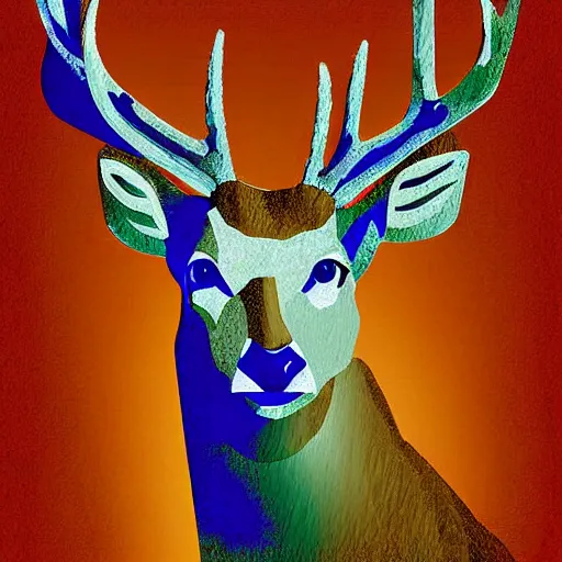 Image similar to cubist portrait of a deer digital art