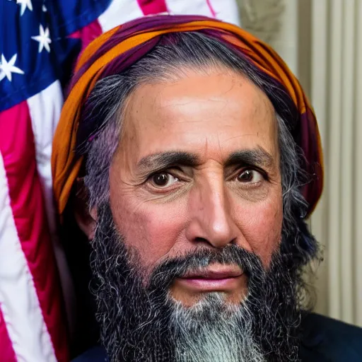 Prompt: 4 k portrait sony a 7 f 2. 8 of nancy pelosi as a taliban leader