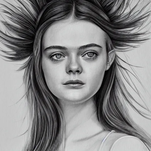 Prompt: professional painting of Elle Fanning in Santorini in the style of Peter Zumthor, head and shoulders portrait, symmetrical facial features, smooth, sharp focus, illustration, intricate, stormy weather, extremely detailed masterpiece,