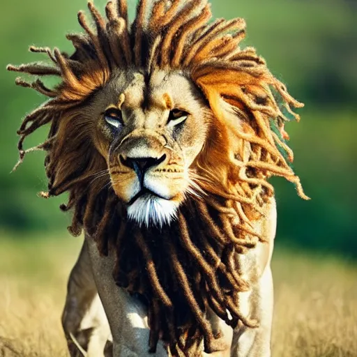 Prompt: lion with dreadlocks