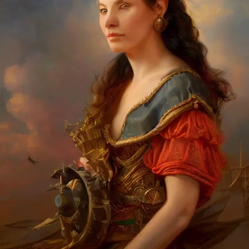 Image similar to portrait of a european woman ( 3 5 ) from the european union ( eu ) in 2 0 2 1, an oil painting by ross tran and thomas kincade