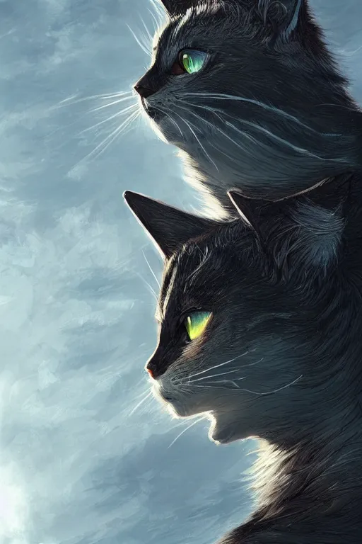 Image similar to a book cover for warrior cats by wayne mclouglin, depth of field, sun flare, hyper realistic, very detailed, backlighting, trending on artstation