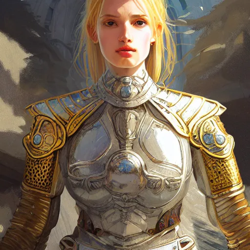 Image similar to portrait knights of Zodiac girl, silver and ice color reflected armor, in ruined Agora of Athens, ssci-fi, fantasy, intricate, very very beautiful, elegant, golden light, highly detailed, digital painting, artstation, concept art, smooth, sharp focus, illustration, art by tian zi and WLOP and alphonse mucha