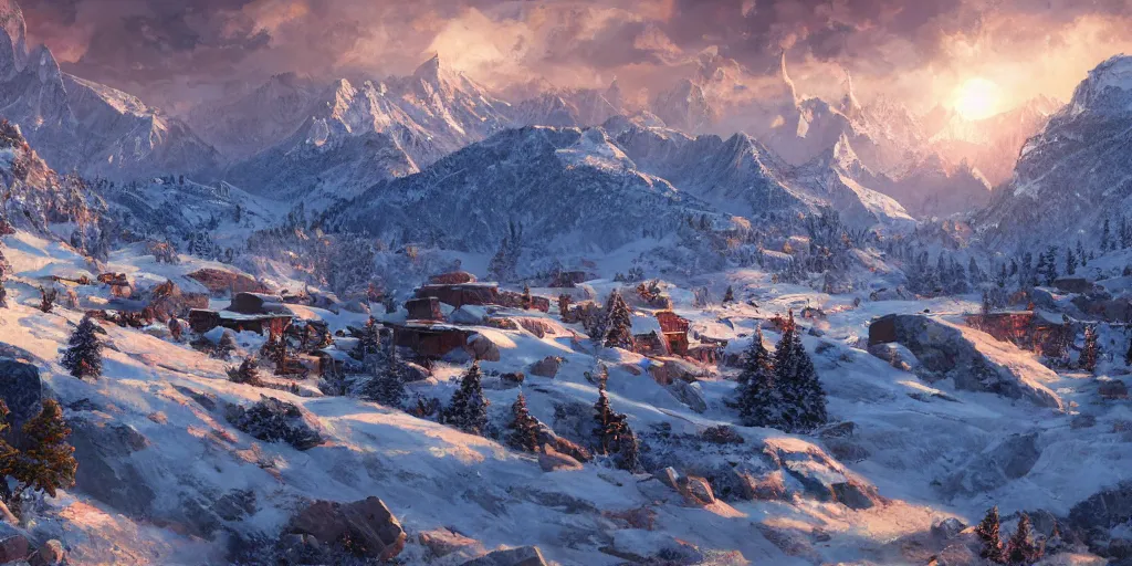 Image similar to let freedom ring from the snow - capped rockies of colorado. let freedom ring from the curvaceous slopes of california. ultrafine highly detailed hyper colorful illustration, sharp focus, rozalski, craig mullins, unreal engine highly rendered, global illumination, radiant light, intricate and detailed environment