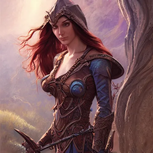 Image similar to Elven Huntress, detailed, centered, digital painting, artstation, concept art, donato giancola, Joseph Christian Leyendecker, WLOP, Boris Vallejo, Breathtaking, 8k resolution, extremely detailed, beautiful, establishing shot, artistic, hyperrealistic, beautiful face, octane render, cinematic lighting, dramatic lighting, masterpiece