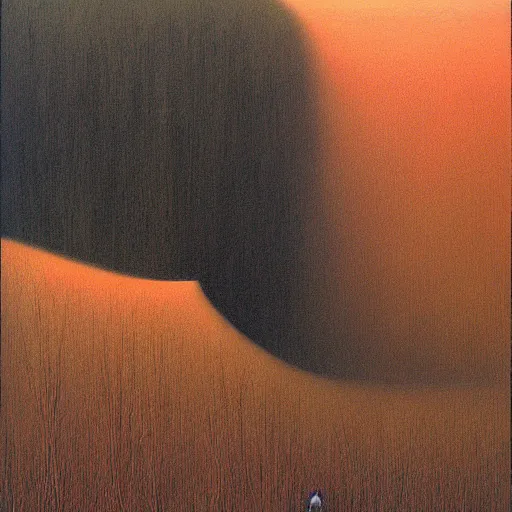 Image similar to photrealistic painting by Zdzisław Beksiński