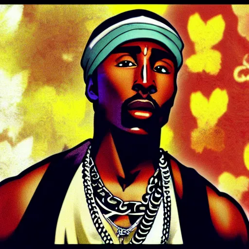 Image similar to Tupac Shakur, screenshot from a 2012s anime, anime