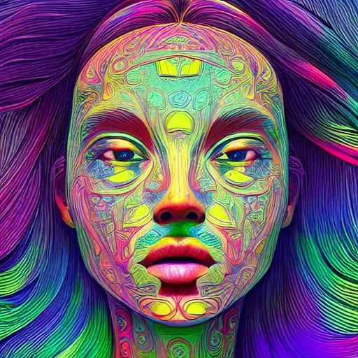 Image similar to the head of a beautiful woman partially made of rainbows, an ultrafine detailed illustration by james jean, final fantasy, intricate linework, bright colors, behance contest winner, vanitas, angular, altermodern, unreal engine 5 highly rendered, global illumination, radiant light, detailed and intricate environment