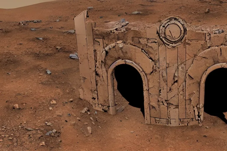 Image similar to a portal gate in the ruins on mars leads to another dimension, portal, gate, dimension, in the 4 0 th millenia, arstation