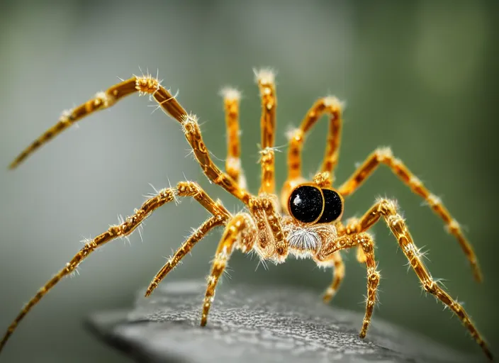 Image similar to macro portrait of a crystal spider in the forest. Fantasy magic style. Highly detailed 8k. Intricate. Nikon d850 300mm. Award winning photography.