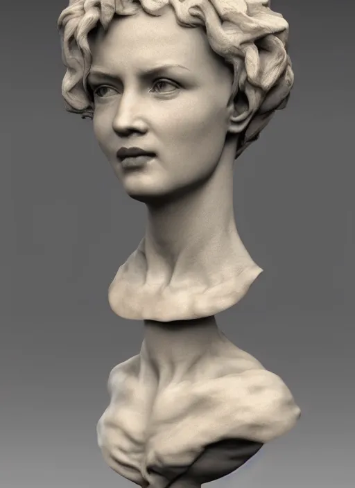 Prompt: 3D resin miniature sculpture by Jean-Baptiste Carpeaux and Antonio Corradini, woman, prefect symmetrical face, academic art, realistic, 8K, Introduction factory photo, Product Introduction Photo, Hyperrealism. Subsurface scattering, raytracing, Octane Render, Zbrush, simple background