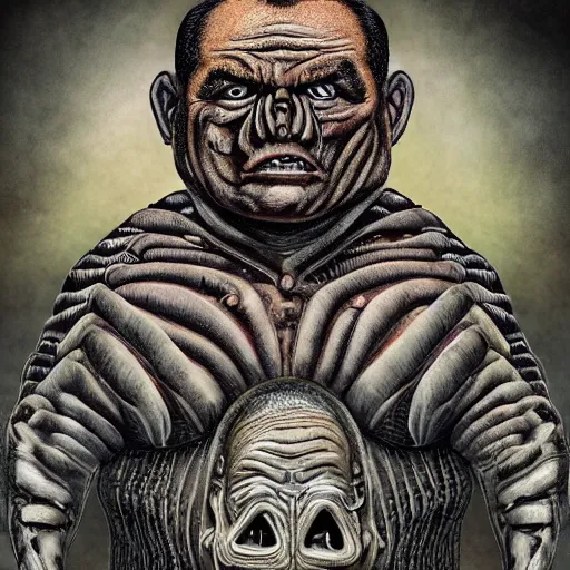 Prompt: El Chapulín Colorado in the style of H. R. Giger, portrait, 4k