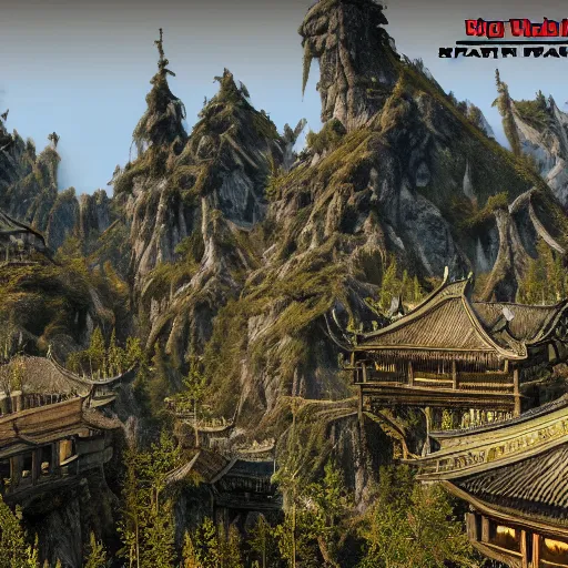 Image similar to 8k hyper realistic highly detailed HDR still of southern Lo Pan from Big Trouble in Little China in Skyrim