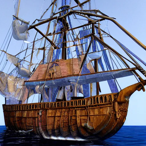 Image similar to 1 9 9 0 s cgi rendering of a pirate ship, high quality, high resolution