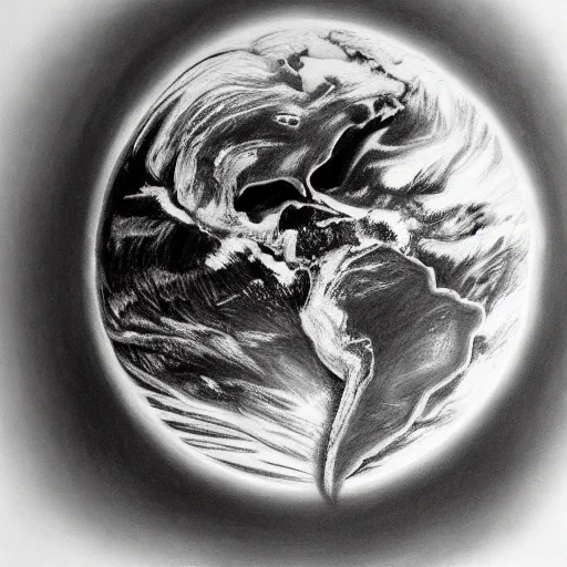 Prompt: a beautiful portrait of the earth in pencil drawing, cgsociety