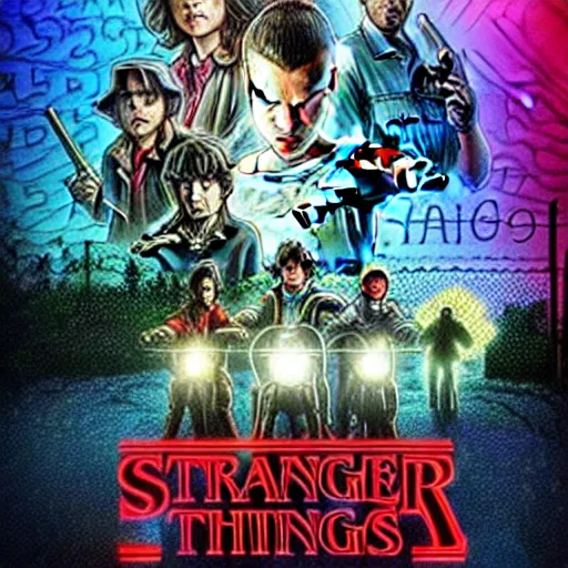 Image similar to promotional poster for stranger things only tupac is the actor playing the roll of eleven. highly realistic