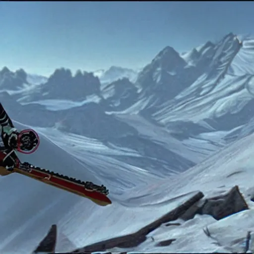 Prompt: star wars xwing pilot skiing down a mountain