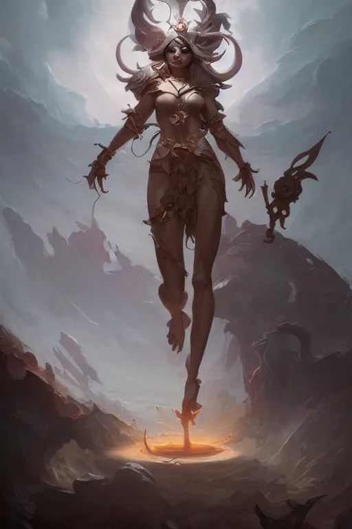 Prompt: high fantasy chaos goddess designed by peter mohrbacher, Greg rutkowski, blizzard concept artists, concept art, fantasy, 4k, CG render, octane, insanely detailed,