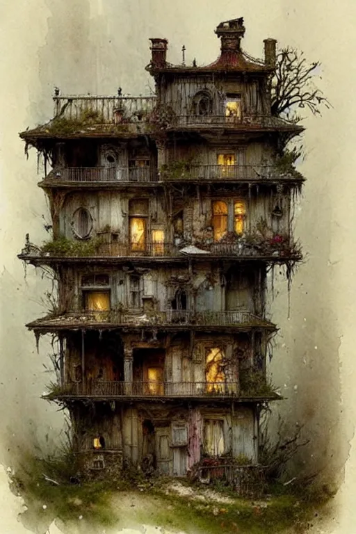 Prompt: (((((a multistory ramshackle fairytale house))))) by Jean-Baptiste Monge!!!!!!!!!!!!!!!!!!!!!!!!!!!