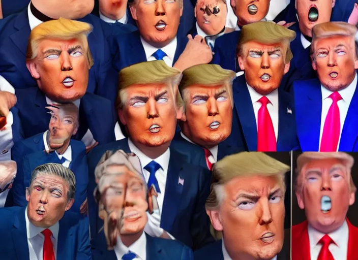 Image similar to donald trump maga gang initiation, detailed facial expressions, surrealist