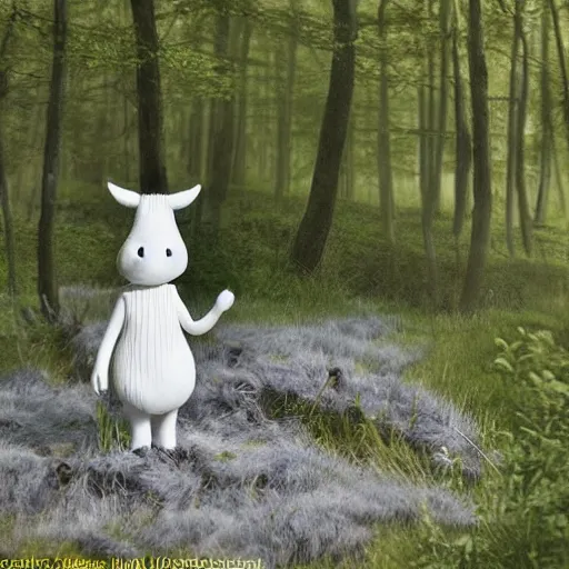 Image similar to moomintroll in real life, photograph, realistic, very detailed!
