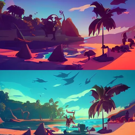 Image similar to painting treasure on sea of thieves game smooth median photoshop filter cutout vector, behance hd by jesper ejsing, by rhads, makoto shinkai and lois van baarle, ilya kuvshinov, rossdraws global illumination