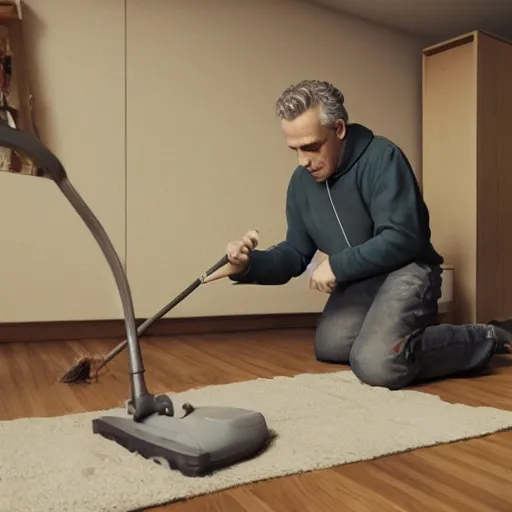 Prompt: photo of jordan peterson cleaning his room, very detailed, artstation, cgsociety, 55mm photography /1.3-n 9