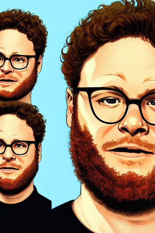 Prompt: seth rogen, manga cover art, detailed color portrait, artstation trending, 8 k, greg rutkowski