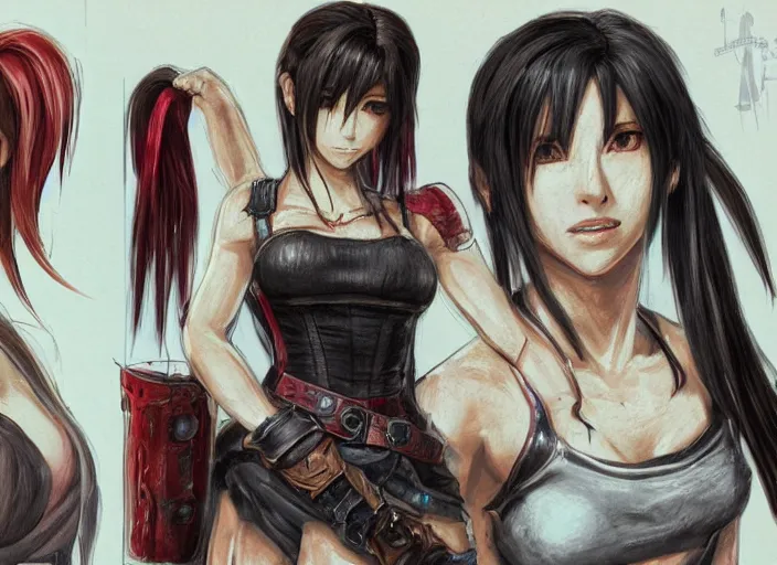 Image similar to highly detailed concept art of tifa lockhart and aerith gainsborough