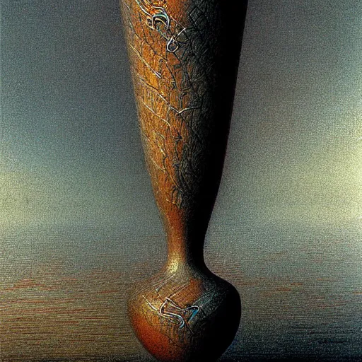 Image similar to symmetric vase, with detailed texture front view by luis royo and wayne barlowe, beksinski