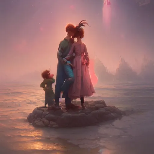 Prompt: a romantic scene of a girl and a boy in love, face to face, 3 d octane render, hyper realistic, digital painting, fantasy art, beeple, peter mohrbacher, thomas kinkade